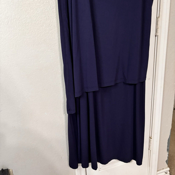 2X Ulla Popken 1 Pc. Stretchy Layered Navy Midi Sleeveless Oversized Comfy Dress - Picture 6 of 12